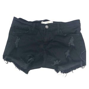 Black ripped jean shorts